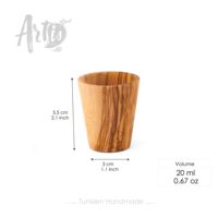 Ensemble de vaisselle rustique de style méditerranéen artisanal ArtisRaw - Verres à shot en bois d'olivier naturel, assiettes écologiques