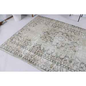 Tapis turc 5,7x8,2 pieds, tapis vintage, tapis en laine gris à motifs de plantes et d'arbres - Product Image 2