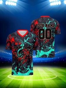 Maillot de football Buffalo brodé en maille-T-shirt de sport respirant à col en V et à manches courtes pour l'entraînement et la compétition - Product Image 3