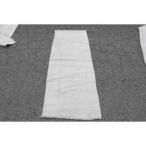 Turkish <b>Runner</b> <b>Rug</b> 2.2x6 ft (66x184 cm), Vintage White Striped Wool <b>Rug</b> - Product Image 1