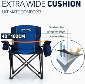 เก้าอี้แคมป์ปิ้งพับได้สีดำสำหรับงานหนักกระเป๋าเก็บความเย็นเบาะรองนั่งสำหรับกีฬาตกปลากลางแจ้งเฟอร์นิเจอร์โลหะ450lbs - Product Image 3