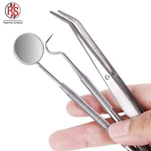 Kit d'examen dentaire, miroir de blanchiment des dents, cure-dent, pinces, ensemble d'examen de base pour dentiste, 3 pièces - Product Image 5