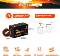 Batterie lithium-ion LiFePO4 12V 6Ah à décharge profonde, rechargeable, avec BMS intégré pour alimentation de secours UPS et détecteur de poissons