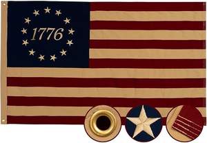 Bandera Vintage de Betsy Ross de 1776, 3x5 pies, 100% algodón, estrellas bordadas, teñida con té, bandera americana para colgar con asta de aluminio para exteriores - Product Image 6