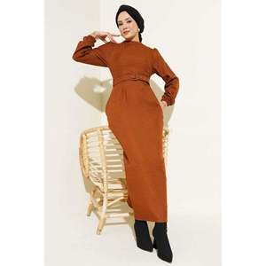 Robe à fléchettes avec ceinture Tan - Product Image 3