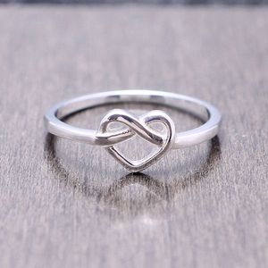 แหวนผูกปมรูปหัวใจแบบมินิมอลแบบเปิดในเงินสเตอริ่นเทรนด์ของผู้หญิงมิตรภาพและความรักสำหรับของขวัญวันครบรอบปาร์ตี้ - Product Image 4