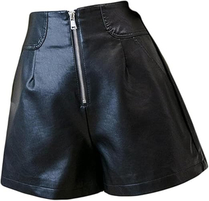 Shorts en similicuir sexy taille haute pour femmes, pantalon en PU brillant push-up pour un look chaud et amincissant, shorts pour femmes - Product Image 6