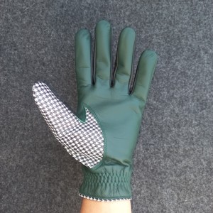 Guante de golf de cuero Cabretta suave de primera calidad Diseño transpirable con correa ajustable y palma verde oscuro impresa para deportes - Product Image 2
