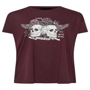 Camiseta personalizada de algodón 100% de calidad superior para mujer, corte holgado con estampado gráfico de calavera adornada para ocasiones de invierno - Product Image 2