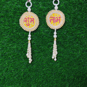 Welcome Prosperity <b>Gota</b> Patti Shubh Labh Door Hangings for Diwali Traditional Indian Home Decor Wall Hanging Free Shipping - Product Image 1