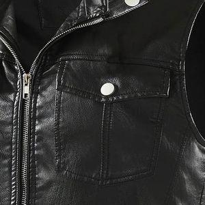 เสื้อแจ็คเก็ตมอเตอร์ไซค์แขนกุดทรงสลิมฟิตสำหรับผู้ชายที่ทันสมัย - Product Image 4