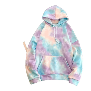 AutumnWinter ODM Tie Dye Hoodie para mujer Tela de algodón con logotipo frontal Estampado suelto Con capucha Fleece Estilo formal Sudaderas con capucha - Product Image 2