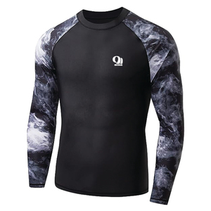 เสื้อแรชการ์ดแขนยาวคุณภาพสูงสั่งทำพิเศษ แห้งเร็ว ยืดหยุ่นได้ เหมาะสำหรับออกกำลังกายและว่ายน้ำ ผลิตจากโพลีเอสเตอร์/ไนลอน 240 กรัม สำหรับผู้ชาย รับผลิตแบบ OEM ขายส่ง - Product Image 2