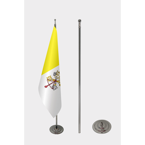 Drapeau officiel du Vatican imprimé numériquement en satin de polyester et soie avec mât en fibre de verre et aluminium - Product Image 2