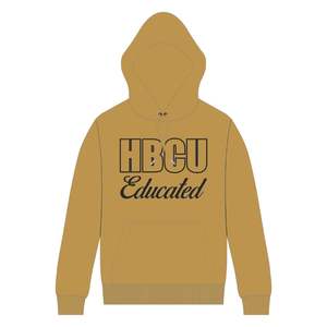 Old Gold Men HBCU Educated Pullover Hoodie Chenille negro y diseño bordado Greek Life Apparel Ropa universitaria personalizada - Product Image 2
