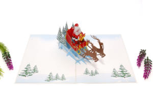 Ventas a granel Artesanía 3D Popup Santa Claus Paper Craft Fairy Style Tarjeta de felicitación de Navidad con 'Feliz Navidad' - Product Image 6