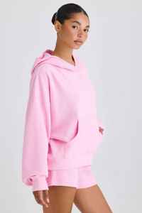 Sweat à capuche surdimensionné Bubblegum Pink pour femme imprimé graphique anti-rides respirant pour la gym à capuche zippée - Product Image 5