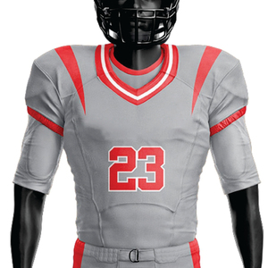 Uniforme personnalisé sublimé de football américain pour hommes 100% polyester respirant gris rouge attirail sergé équipe équipement maillot court pantalon - Product Image 2