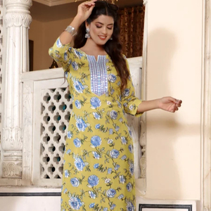 Kurta Dupatta, Perfecta para Cualquier Ocasión, Nuevo Diseño, Ropa Étnica de Oficina para Mujer, Largo hasta la Rodilla, Algodón, Bordado Sólido, Elegante, al por Mayor - Product Image 1
