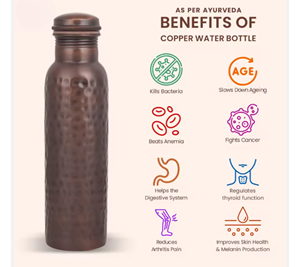 Handmade Pure <b>Copper</b> Ayurvedic Yoga Water <b>Bottle</b> with Customized Designs Portable for Outdoor Use and <b>Drinking</b> - Product Image 2