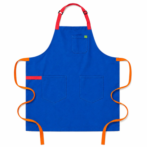 Delantal Naranja con Tirantes Azul Turquesa, Cintura Ajustable, 3 Bolsillos, Algodón Tejido, Resistente al Agua, Moderno para Artículos de Limpieza - Product Image 2