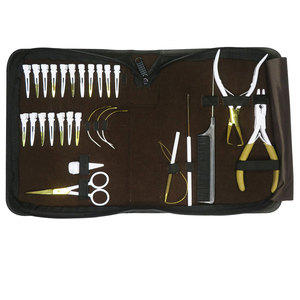 Alicates para extensiones de pelo de tijera tipo C al por mayor, herramientas de acero inoxidable de grado quirúrgico, pinzas grandes y pequeñas, estuche de cuero - Product Image 3