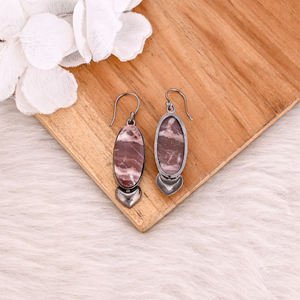 ต่างหูทองเหลืองชุบโรเดียมสีดำสไตล์คลาสสิกทำมือ ประดับด้วยพลอยมาลิงกา รูปทรงวงรี ขายส่งจากผู้ผลิต - Product Image 4