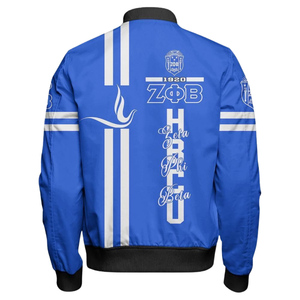 Chaqueta de Satén de la Hermandad Femenina Zeta Phi Beta, Ropa Griega ZPB Azul y Blanca, Bordado de Escudo 1920, Prenda Universitaria Premium - Product Image 2