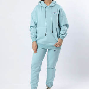 ขายส่งโลโก้ที่กําหนดเองหญิงการฝึกอบรมสวมSweatsuit 2 ชิ้นชุดสูทซิปTracksuitsผู้หญิงเหงื่อชุดวิ่งออกกําลังกาย - Product Image 1