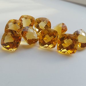 Cojín Natural citrino de grado superior con forma de 10mm, facetada piedra preciosa, cuarzo citrino amarillo suelto, fabricante personalizado a granel de la India - Product Image 6