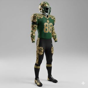 ชุดฟุตบอลอเมริกันคุณภาพสูง แบบเต็มตัว สั่งทำพิเศษสำหรับทีม เสื้อ กางเกงขาสั้น ผ้าโพลีเอสเตอร์ 100% ระบายอากาศได้ดี แห้งเร็ว - Product Image 4