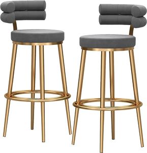 Golden Finished Metal Frame Chair Modern Design Eco-Friendly <b>Adjustable</b> <b>Bar</b> Chair Green Fabric Soft Seating for Commercial - Product Image 3