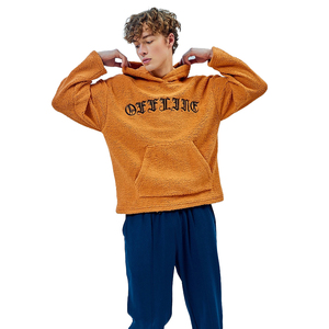 Custom Embroidery Oversized Pullover Hoodie <b>Men</b> Soft <b>Sherpa</b> <b>Fleece</b> Hooded Sweatshirts Hudi Casual Street Wear Warm Fur Hoodies - Product Image 2