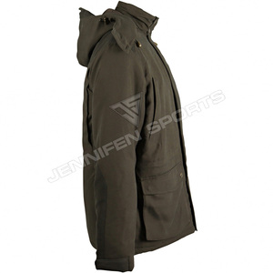European Style Men's Hunting Jacket Custom Windproof 100% Cotton Canvas Fabric Outdoor Breathable Winter Solid Shooting Jacket - Product Image 3