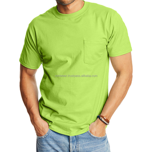 Camiseta para Hombre, Estilo Beefy-T, Tejido Sólido de Poliéster/Algodón, con Bolsillo, Diseño Personalizado, Antiarrugas, Secado Rápido, para Verano - Product Image 5