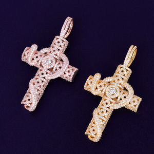 Colgante de Cruz de Jesús de Hip Hop para Unisex hecho con diamantes de laboratorio de corte brillante redondo en oro sólido de 10kt - Product Image 4