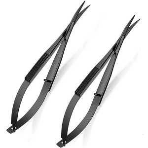 Cuidado de la belleza profesional Tijeras de primavera Micro punta Corte afilado Recorte de pestañas de acero inoxidable Artesanía Jet Black Eco-Packing - Product Image 1