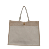 Groothandel Eco-Gelamineerde Jute Tas Custom Logo Outdoor Gebruik Linnen Strand Hessian Herbruikbare Draagtassen Voor Strand Of Winkelen