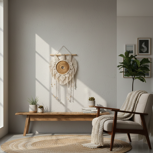 Décoration d'intérieur en macramé en coton scandinave ECONA pour l'hiver, avec motif de nature morte, thème de Noël, design artistique pour le salon, lavable - Product Image 1