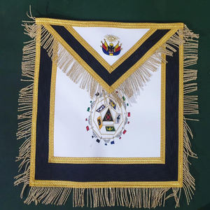 Étui rigide pour insignes maçonniques, tablier de maître maçon de la Loge bleue brodé, broderie dorée, fabriqué en cuir véritable/tissu velours, tendance - Product Image 1