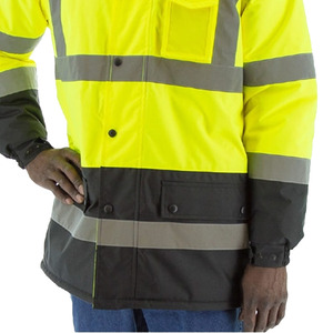 แจ็กเก็ตทรงสูงสำหรับผู้ชายเสื้อคลุมกันหนาวบุขนแกะขั้วโลกสีเหลืองปกตั้ง - Product Image 3