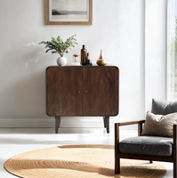 Franklin Modern Design Buffet 2 portes en bois de manguier foncé pour salon, salle à manger, cuisine, salle de bain, chambre à coucher, hôtel