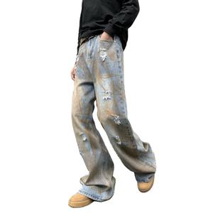 Pantalones Vaqueros Desgastados y Deslavados Estilo Americano para Hombre y Mujer, Corte Retro y Holgado con Estilo Desértico - Product Image 4
