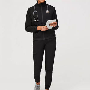 <b>Womens</b> Executive Medical Scrub <b>Jacket</b> Lightweight Durable Stretch Fabric Zip Front Practical <b>Utility</b> Pocket Design For Nurses - Product Image 1