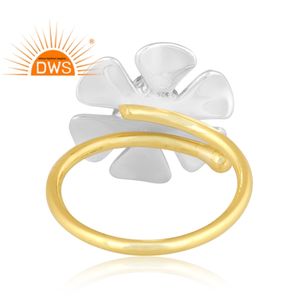 Último diseño hecho a mano 18K chapado en oro Natural labradorita piedra preciosa diseño Floral anillo apilable Demi joyería fina fabricante - Product Image 4