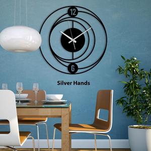 Horloge murale moderne en métal noir, silencieuse, design minimaliste rond, décoration murale, art mural fait main pour la maison et le bureau, idée cadeau unique - Product Image 3
