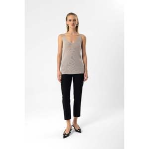 Casual Glittery Knitted Strap <b>Top</b> with Front Logo - Product Image 1