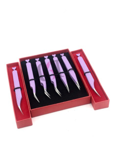 Isolement professionnel poudre violet clair revêtement coeur droit conception Extension de cils pince à épiler outils de beauté en acier inoxydable - Product Image 6
