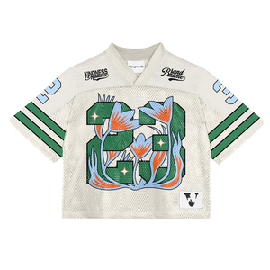 เสื้อเจอร์ซีย์ฟุตบอลอเมริกันแบบบ็อกซี่พอดีตัวเสื้อทีมออกแบบได้ตามต้องการหมายเลขเสื้อตาข่ายระบายอากาศสไตล์คลาสสิก - Product Image 4