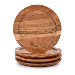 Platos de madera para servir vintage, vajilla natural para cenas, platos de madera de comedor rústicos hechos a mano - Product Image 1